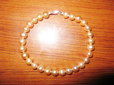 天然5-6MM淡水珍珠手链 近圆珍珠 自家养殖 粒粒饱满且滚圆光滑