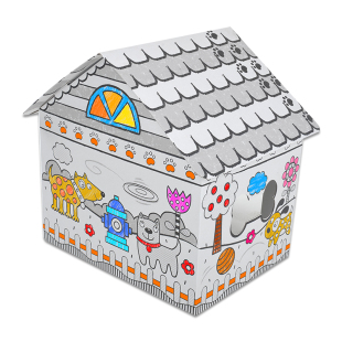 儿童DIY手工手绘玩具屋 宠物狗涂鸦大房子 幼儿园立体可涂色房屋