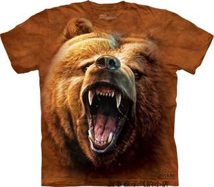 美国代购The Mountain 正品个性怒吼熊情侣装全棉创意T恤