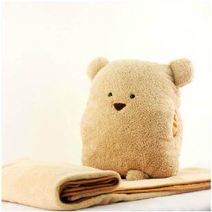 大号 方熊空调被创意抱枕被子两用靠垫空调毯抱枕三合一