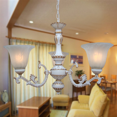 3头吊灯欧式客厅灯田园白色卧室灯灯具创意铁艺灯北欧餐厅灯饰