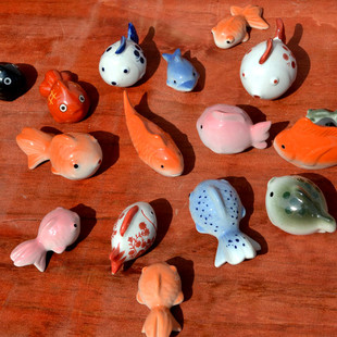 *陶彩彩水中可漂浮 陶瓷小鱼 浮鱼 瓷鱼 鱼缸装饰玩物 可爱小摆件