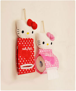 Hello Kitty 凯蒂猫 卫生间毛绒挂式纸巾套 纸抽套 纸巾架