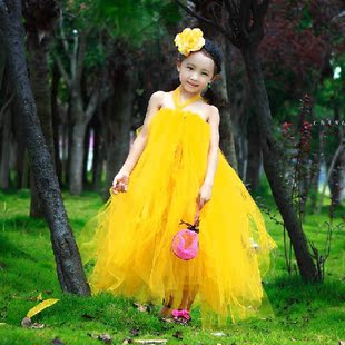 2015新款儿童摄影服装 表演服舞台造型 女孩子影楼拍照服饰 黄裙