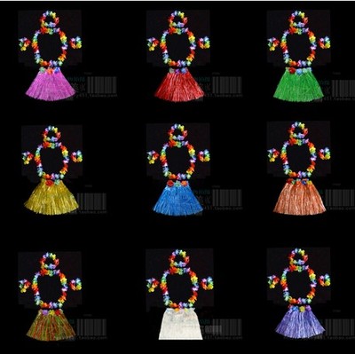 加厚30CM夏威夷五件套草裙 六一儿童节晚会表演环保草裙舞蹈服装