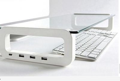 人体工学笔记本电脑桌面支架 带3HUB 液晶显示器升高桌键盘收纳箱