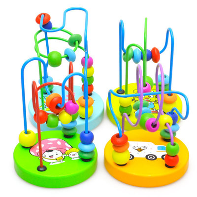 儿童早教益智玩具迷你小绕珠木制玩具4款可选手指练习益智力玩具