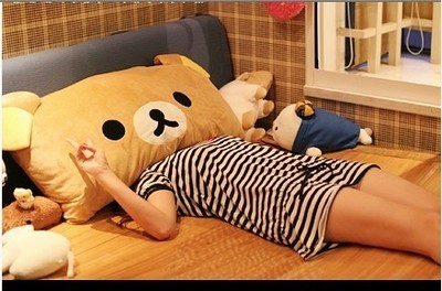 毛绒玩具熊枕/长条枕/双人枕靠枕