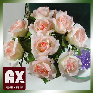【钻石品质-暗香花都】韩式粉玫瑰-仿真花绢花玫瑰牡丹假花