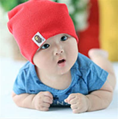 春秋款韩版婴儿帽子 韩版猿人头套头棉帽 男女宝宝帽子 儿童帽子