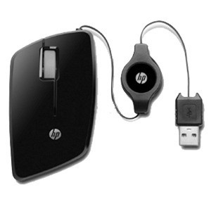 HP惠普鼠标USB 光电笔记本伸缩拉线黑色菱形商务办公家庭便携正品