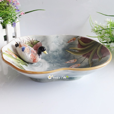 方亚陶瓷工艺品糖果盘水果盆干果盘摆件 现代家居摆设客厅装饰