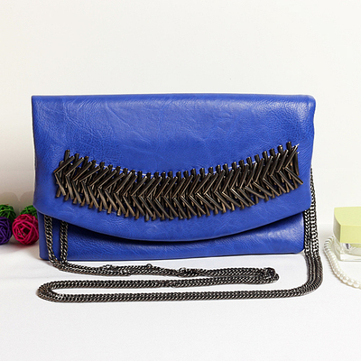 2016新款潮韩版蓝色女包磁扣盖式包包链条包粉色小包单肩斜跨包