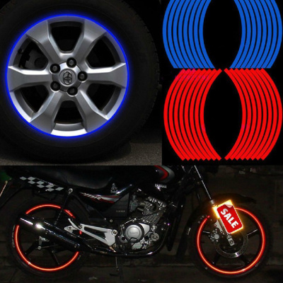 汽车摩托车配件改装车轮贴花装饰反光彩色轮胎钢圈贴纸轮毂贴多彩