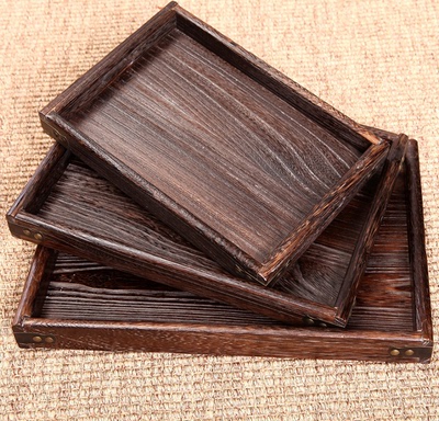 烧桐木实木托盘 长方形木质茶盘 果盘 餐盘 茶具套装