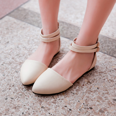 2015春夏新款韩版平跟镂空凉鞋尖头休闲百搭公主包头皮带扣凉鞋