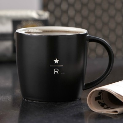 星巴克风40周年限量纪念杯 黑色浮雕陶瓷咖啡杯创意马克杯子 包邮