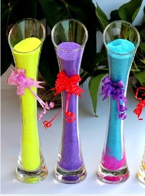 束腰斜口 花瓶 透明玻璃 婚庆流沙瓶 单只小花瓶 时尚台面摆件