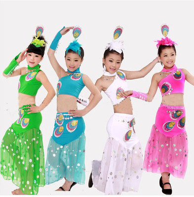 儿童摄影服装傣族舞蹈演出服装鱼尾裙儿童表演服民族舞蹈服儿童