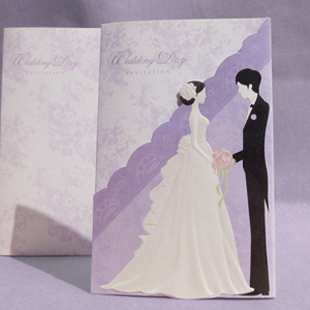 唯思美新款韩式紫色请帖 创意喜帖 喜贴定制 欧式个性结婚请柬