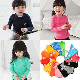 2015春装韩版新款糖果小熊儿童宝宝男童女童装打底衫长袖T恤 西3