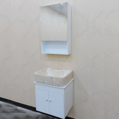 小户型简约现代PVC浴室柜组合柜陶瓷洗手洗脸盆柜浴室镜柜