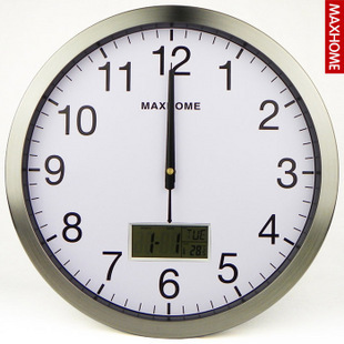 MAX HOME 14寸挂钟静音电波钟客厅挂表时尚万年历电子钟时钟 二代
