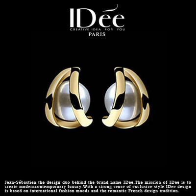 法国IDee时尚珍珠耳钉女欧美气质耳饰 简约百搭耳环 生日创意礼物