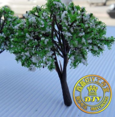 DIY 模型小树 小木屋材料建筑模型 材料树  白花8CM高