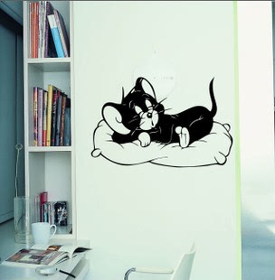 墙贴 儿童房客厅卧室电视背景墙纸 酣睡的小猫 猫和老鼠 家居墙贴