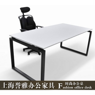 上海办公家具 钢架单人办公桌 时尚经理桌 简约老板桌 黑白组合