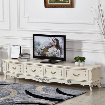 欧美诺尚 欧式古典简约电视柜 象牙白欧式描银2.2米电视柜包邮