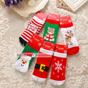 翩翩baby 0-5岁高品质圣诞宝宝袜 加厚毛圈保暖新年节日儿童袜