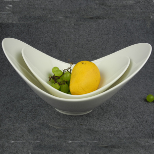 创意新骨瓷纯白创意水果碗异陶瓷形沙拉碗汤菜盘大碗西餐餐具