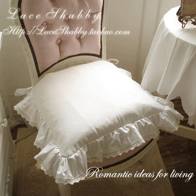 LACESHABBY韩国高级定制清新白色棉质蕾丝百褶椅垫椅子垫坐垫
