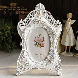 6寸7寸白色欧式复古浮雕田园玫瑰婚纱照树脂相片框照片框相框XK54