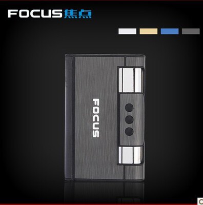 焦点带打火机自动烟盒 个性创意超薄 8支装 批发烟具 HY-007