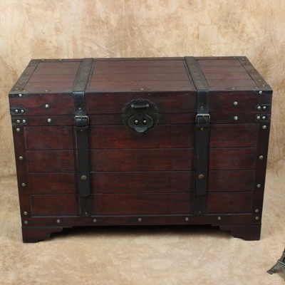 密室逃脱大木箱 欧式海盗宝箱 复古木质藏宝箱 仿古收纳箱 80cm款