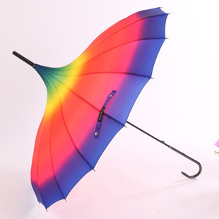 特价彩虹公主伞宝塔伞遮阳淑女伞防紫外线太阳伞晴雨伞直柄自动伞