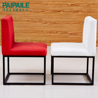 paipaile家具 时尚优质超纤环保皮椅子 无扶手金属四把装餐椅