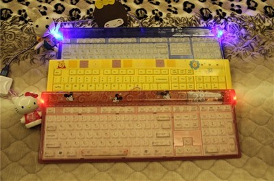 迪士尼迪斯尼水晶键盘可爱米奇圣诞节女生礼品粉蓝黄色正品