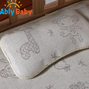 ablybaby 夏季儿童床枕 亚麻枕头套 多功能枕 包边 亚草荞麦壳枕