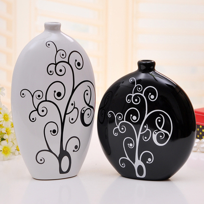 景德镇陶瓷工艺品现时尚代家居饰品客厅摆件默然黑白花瓶经典热销