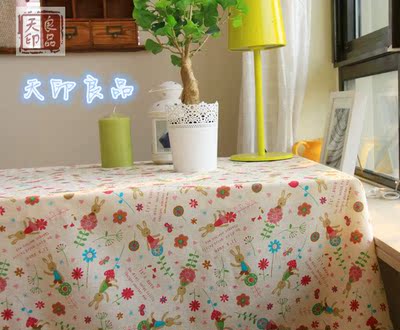 ZAKKA风格桌布 包邮 棉麻 餐桌布盖巾 卡通 兔子小姐 欧美韩国风