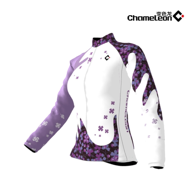 chameleon正品-女款骑行服上衣长袖 紫色幸运草 骑行服上装
