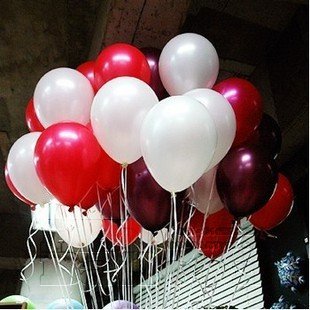 氦气球 珠光红+珠光白+珠光酒红 50个上海市区可送货上门