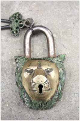 刘家园纯铜狮子头动物仿古老式铜锁头包邮
