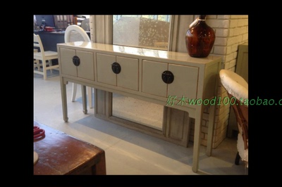 新中式白漆装饰柜 中式实木玄关台桌定制 走廊长台 长桌 边台柜