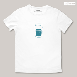 ToBeMe－原创设计个性短袖T恤 纯棉宽松 黑白灰蓝【半杯水】男款