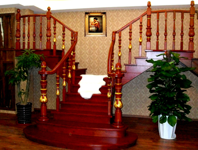 楼梯实木铁艺扶手宁波厂家直销阁楼复式别墅欧式上门测量安装设计